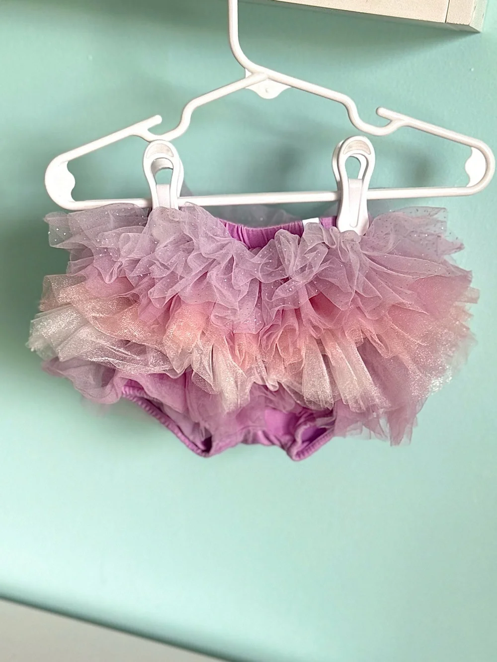 POSH PEANUT Baby Girls Pink Layered Tulle Ruffled Tutu & Black Glitter socks